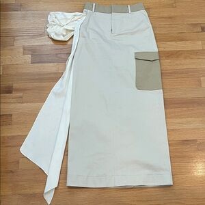 Hellessy Chic Asymmetrical Cream and Tan Skirt